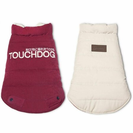 TOUCHDOG Waggin Swag Reversible Insulated Pet Coat- Small - Pink & White JKTD9PKSM